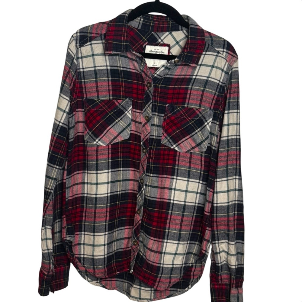 Abercrombie & Fitch Red and Black Plaid Button Down Shirt